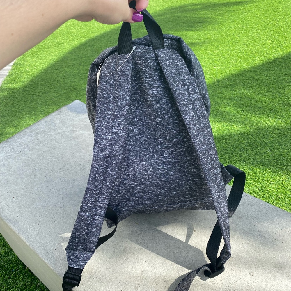 PINK Grey Mini Nylon Zippered Backpack w Collectible Enamel Logo Emoji Pins NWT - Picture 10 of 16